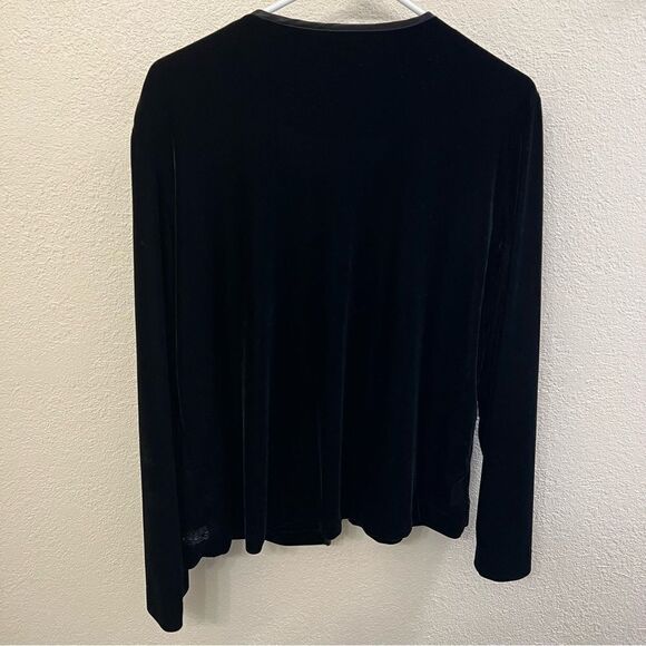 J.B.S. Vintage Black Velvet Open Long Sleeve Jacket Size 16 - Picture 2 of 4